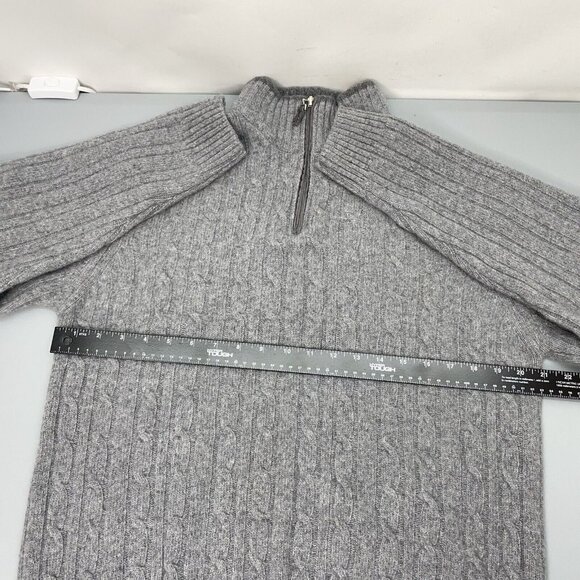 Daniele Blasi Italian Wool Sweater 1/4 Zip Cable Knit Gray Mens L - Picture 7 of 8